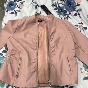 Leather pink jacket
